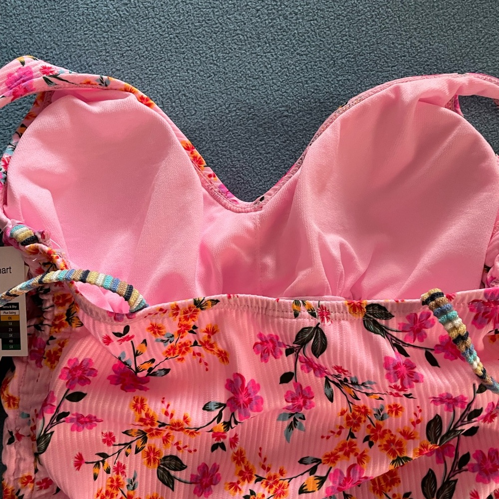 No Boundaries juniors’ size M (7-9) one-piece swimsuit-pink floral-NWT - Picture 6 of 8